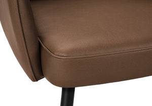 Dining Chair Set of 2 Faux Leather Upholstered with Black Metal Legs Modern Style