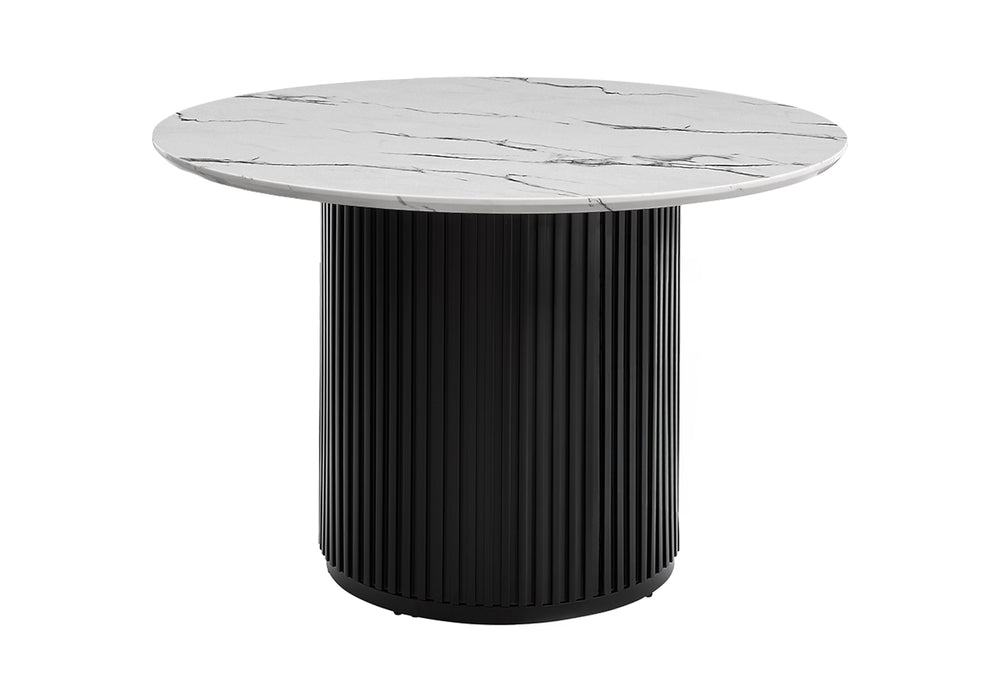 Monarch Specialties Dining Table 48 Inch Round Faux Marble Top Pedestal Base Modern Two Tone I 1227