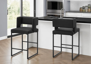 Barstool, Set of 2 Padded Faux Leather Seats with Metal Frame for Kitchen Islands