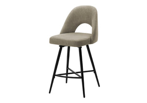 Monarch Specialties Barstool, Set of 2 Swivel Counter Height Beige Fabric Black Metal Kitchen Seating I 1254