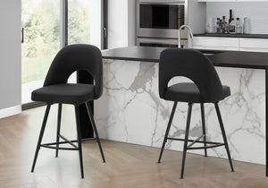 Barstool, Set of 2 Counter Height Swivel Faux Leather Kitchen Island Seating
