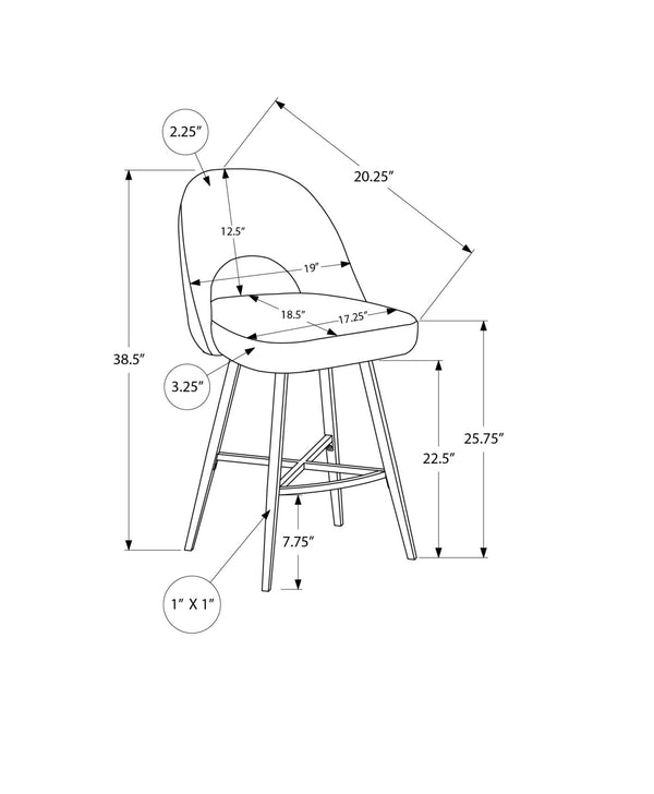 Barstool, Set of 2 Counter Height Swivel Faux Leather Kitchen Island Seating