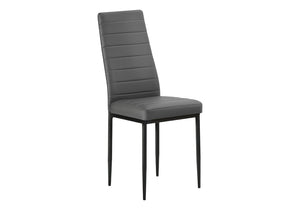 Monarch Specialties Dining Chair Set of 2 High Back Faux Leather Metal Frame Contemporary Kitchen Dark Grey I 1272
