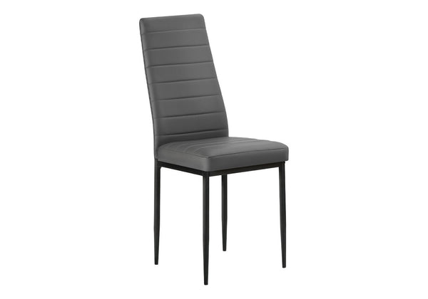 Monarch Specialties Dining Chair Set of 2 High Back Faux Leather Metal Frame Contemporary Kitchen Dark Grey I 1272