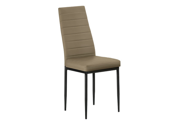 Monarch Specialties Dining Chair Set of 2 High Back Faux Leather Metal Frame Contemporary Kitchen Dark Taupe I 1273