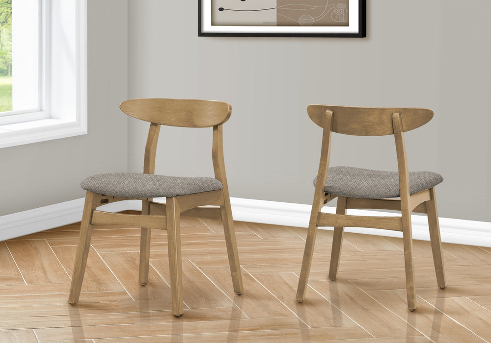 Monarch Specialties Dining Side Chairs Set of 2 Mid Century Modern Walnut Legs Brown Fabric Seats I 1385