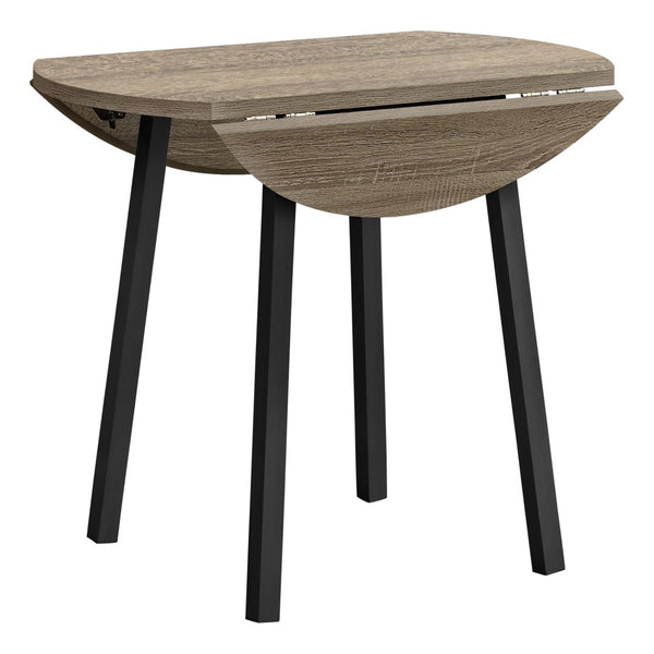 Monarch Specialties Dining Table Set, 3pcs Set, Small, 35" Drop Leaf, Kitchen, Black Metal, Brown Laminate, Contemporary, Modern Dark Taupe,Black, Black Mdf,Foam,Laminate,Metal,Leather,Look I 1003