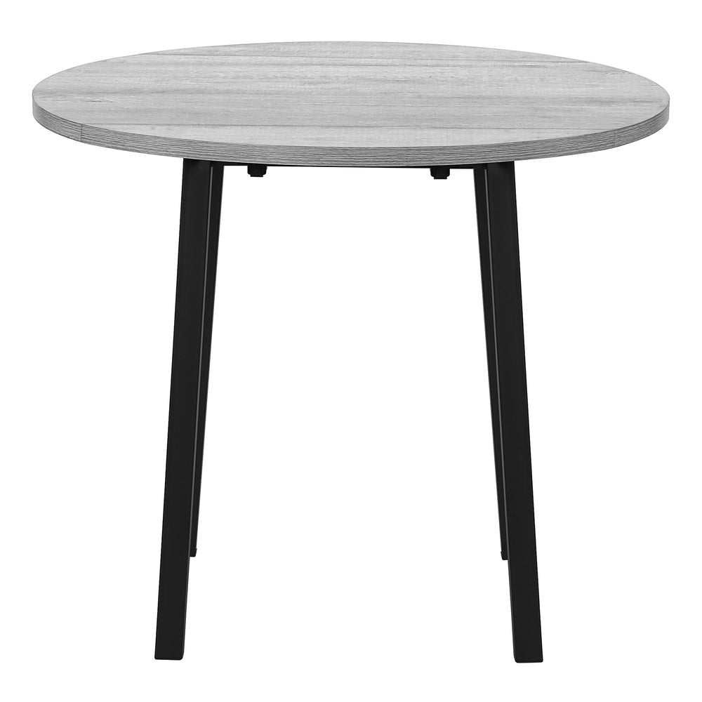 Monarch Specialties Dining Table Set, 3pcs Set, Small, 35" Drop Leaf, Kitchen, Black Metal, Grey Laminate, Contemporary, Modern Grey,Black, Black Mdf,Foam,Laminate,Metal,Cotton I 1007