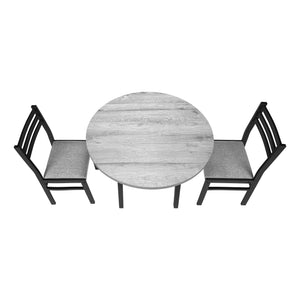 Monarch Specialties Dining Table Set, 3pcs Set, Small, 35" Drop Leaf, Kitchen, Black Metal, Grey Laminate, Contemporary, Modern Grey,Black, Black Mdf,Foam,Laminate,Metal,Cotton I 1007