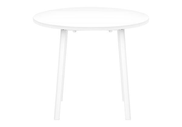 Monarch Specialties Dining Table Set, 3pcs Set, Small, 35" Drop Leaf, Kitchen, White Metal And Laminate, Grey Fabric, Contemporary, Modern White,Grey, Grey Mdf,Foam,Laminate,Metal,Cotton I 1011