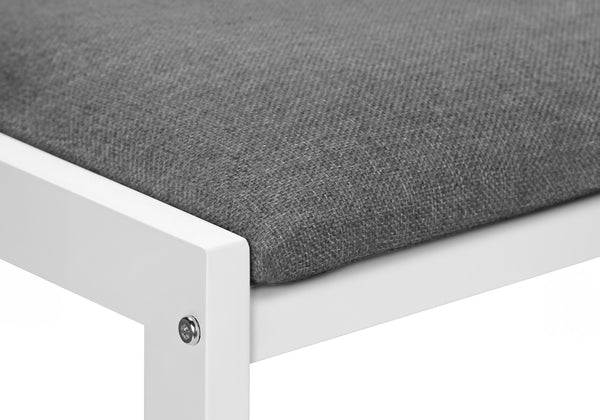 Monarch Specialties Dining Table Set, 3pcs Set, Small, 35" Drop Leaf, Kitchen, White Metal And Laminate, Grey Fabric, Contemporary, Modern White,Grey, Grey Mdf,Foam,Laminate,Metal,Cotton I 1011