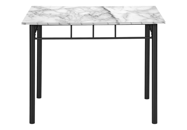 Monarch Specialties Dining Table Set, 5pcs Set, Small, 40" Rectangular, Kitchen, White Marble Look Laminate, Black Metal, Contemporary, Modern White,Black,Grey, Black,Grey Metal,Foam,Mdf,Cotton I 1014