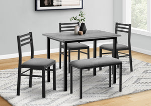 Monarch Specialties Dining Set, 5pcs Set, 40" Rectangular, Kitchen, Small, Black Metal, Grey Laminate, Grey Fabric, Contemporary, Modern Grey,Black, Black Metal,Foam,Mdf,Cotton I 1037