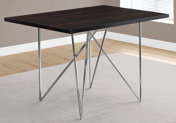 Monarch Specialties Dining Table, 48" Rectangular, Small, Kitchen, Dining Room, Brown Laminate, Chrome Metal, Contemporary, Modern Espresso Hollow,Core,Mdf,Particle Board,Metal I 1039