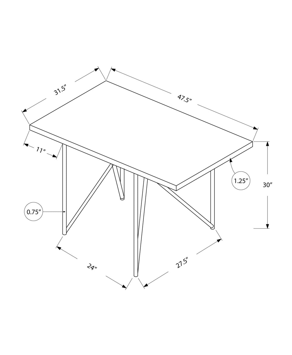 Monarch Specialties Dining Table, 48" Rectangular, Small, Kitchen, Dining Room, Brown Laminate, Chrome Metal, Contemporary, Modern Espresso Hollow,Core,Mdf,Particle Board,Metal I 1039