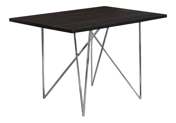 Monarch Specialties Dining Table, 48" Rectangular, Small, Kitchen, Dining Room, Brown Laminate, Chrome Metal, Contemporary, Modern Espresso Hollow,Core,Mdf,Particle Board,Metal I 1039