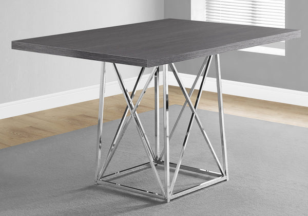 Monarch Specialties Dining Table, 48" Rectangular, Small, Kitchen, Dining Room, Grey Laminate, Chrome Metal, Contemporary, Modern Grey Particle Board,Laminate,Metal I 1059