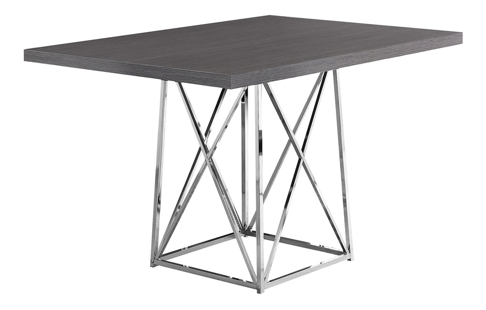 Monarch Specialties Dining Table, 48" Rectangular, Small, Kitchen, Dining Room, Grey Laminate, Chrome Metal, Contemporary, Modern Grey Particle Board,Laminate,Metal I 1059