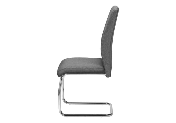 Monarch Specialties Dining Chair, Set Of 2, Side, Upholstered, Kitchen, Dining Room, 39" Height, Grey Fabric, Chrome Metal, Contemporary, Modern Grey Foam,Metal,Polyester I 1061