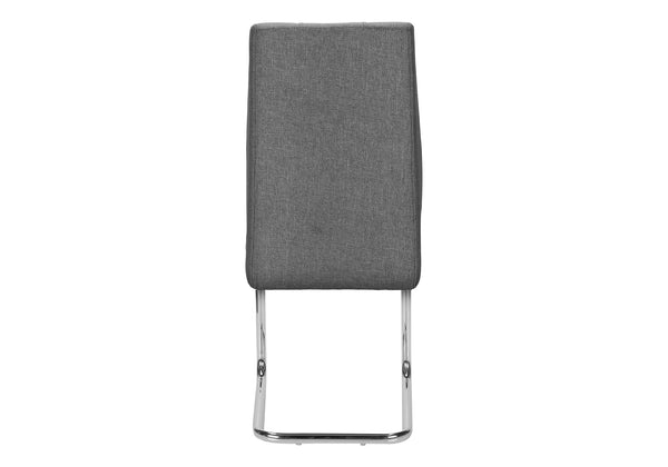 Monarch Specialties Dining Chair, Set Of 2, Side, Upholstered, Kitchen, Dining Room, 39" Height, Grey Fabric, Chrome Metal, Contemporary, Modern Grey Foam,Metal,Polyester I 1061