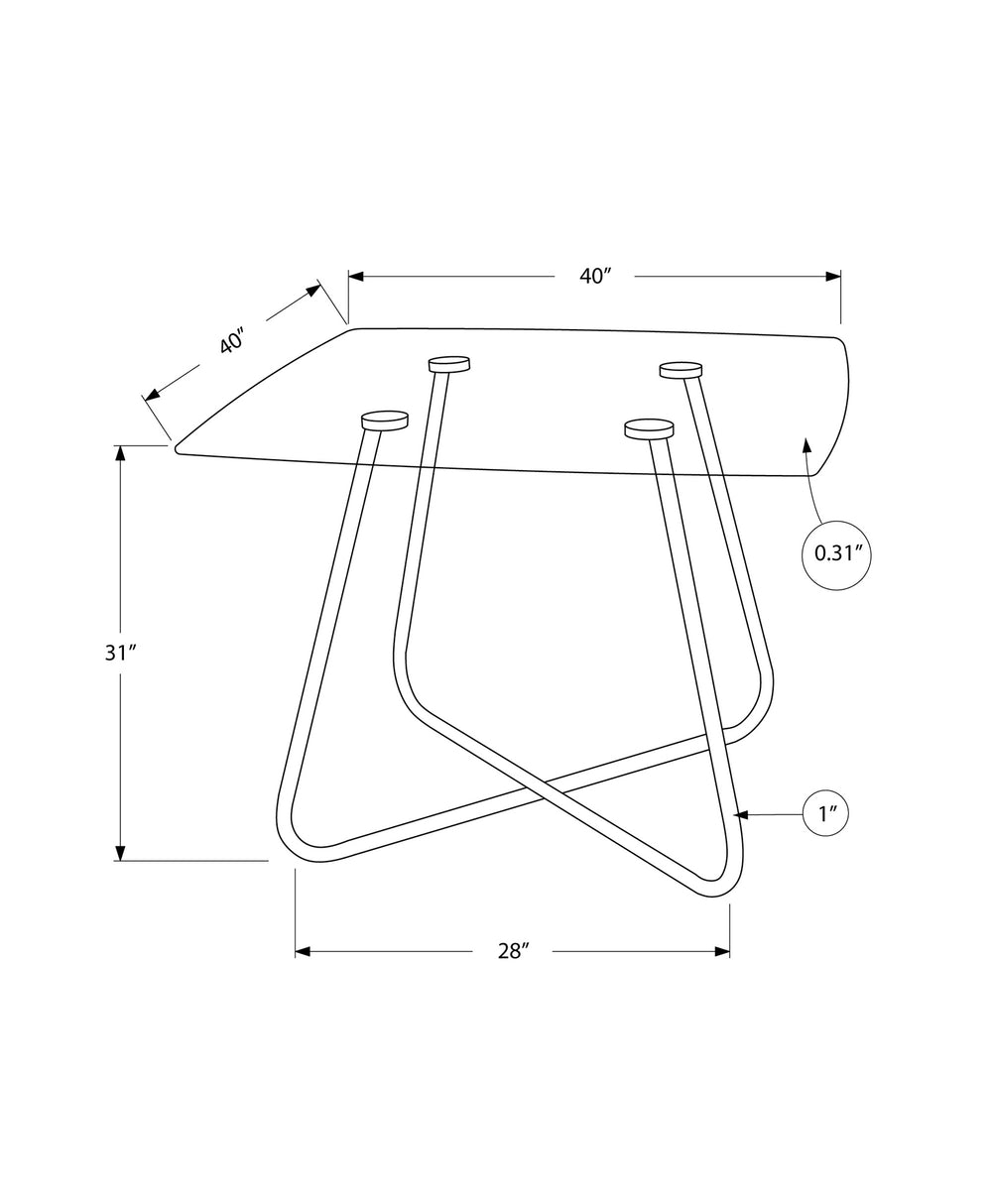 Monarch Specialties Dining Table, 48" Rectangular, Small, Kitchen, Dining Room, Chrome Metal, Clear Tempered Glass, Contemporary, Modern Clear Tempered Glass,Metal I 1070