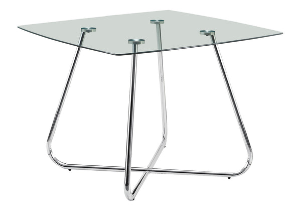 Monarch Specialties Dining Table, 48" Rectangular, Small, Kitchen, Dining Room, Chrome Metal, Clear Tempered Glass, Contemporary, Modern Clear Tempered Glass,Metal I 1070