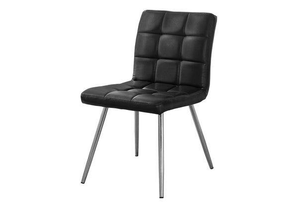 Monarch Specialties Dining Chair, Set Of 2, Side, Upholstered, Kitchen, Dining Room, Black Leather Look, Chrome Metal, Contemporary, Modern Black Foam,Metal,Polyurethane,Leather,Look I 1073