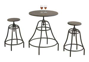 Monarch Specialties Dining Table Set, 3pcs Set, Small, 28" Round, Pub Height, Kitchen, Bar, Brown Metal, Brown Laminate, Transitional Brown Metal,Solid Wood I 1085