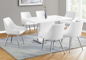 Monarch Specialties Dining Table, 60" Rectangular, Kitchen, Dining Room, Glossy White Laminate, Chrome Metal, Contemporary, Modern White Mdf,Metal I 1090
