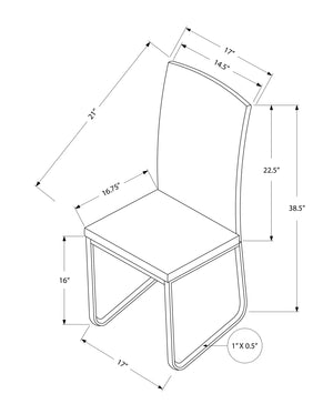 Monarch Specialties Dining Chair, Set Of 2, Side, Upholstered, Kitchen, Dining Room, Black Leather Look, Chrome Metal, Contemporary, Modern Black Foam,Metal,Leather,Look I 1092
