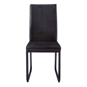 Monarch Specialties Dining Chair, Set Of 2, Side, Upholstered, Kitchen, Dining Room, Black Leather Look, Black Metal, Contemporary, Modern Black Foam,Metal,Leather,Look I 1106