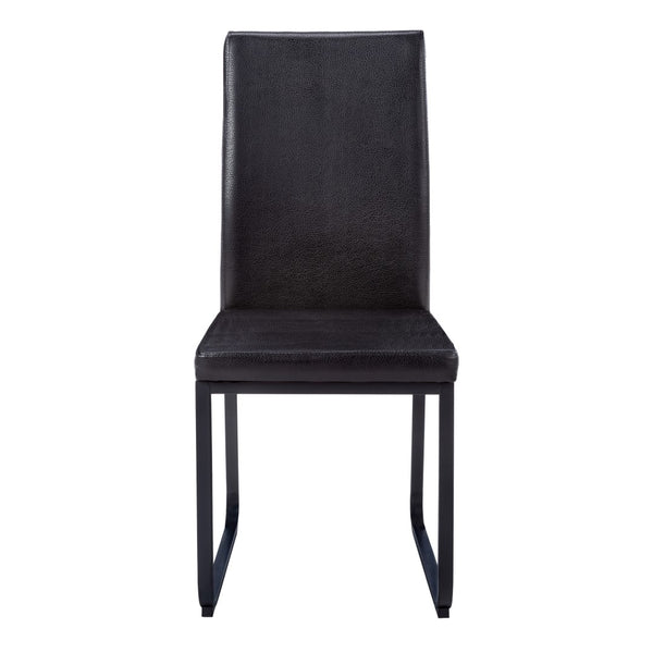 Monarch Specialties Dining Chair, Set Of 2, Side, Upholstered, Kitchen, Dining Room, Black Leather Look, Black Metal, Contemporary, Modern Black Foam,Metal,Leather,Look I 1106