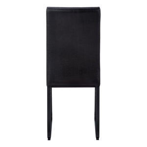 Monarch Specialties Dining Chair, Set Of 2, Side, Upholstered, Kitchen, Dining Room, Black Leather Look, Black Metal, Contemporary, Modern Black Foam,Metal,Leather,Look I 1106
