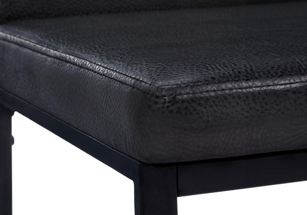 Monarch Specialties Dining Chair, Set Of 2, Side, Upholstered, Kitchen, Dining Room, Black Leather Look, Black Metal, Contemporary, Modern Black Foam,Metal,Leather,Look I 1106