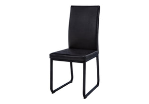 Monarch Specialties Dining Chair, Set Of 2, Side, Upholstered, Kitchen, Dining Room, Black Leather Look, Black Metal, Contemporary, Modern Black Foam,Metal,Leather,Look I 1106