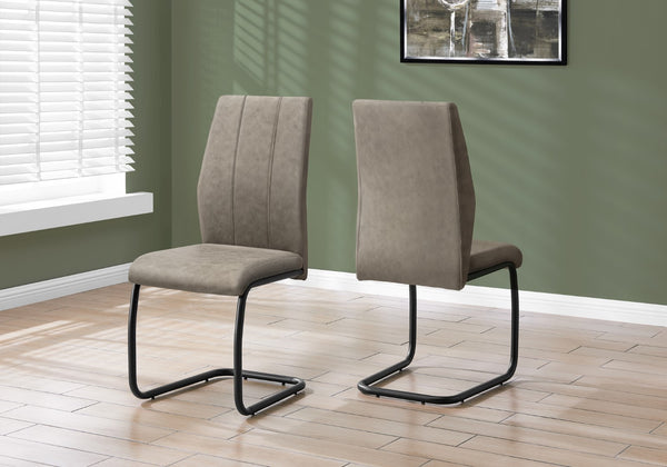 Monarch Specialties Dining Chair, Set Of 2, Side, Upholstered, Kitchen, Dining Room, 39" Height, Brown Fabric, Black Metal, Contemporary, Modern Taupe,Black, Black Foam,Metal,Polyester I 1114