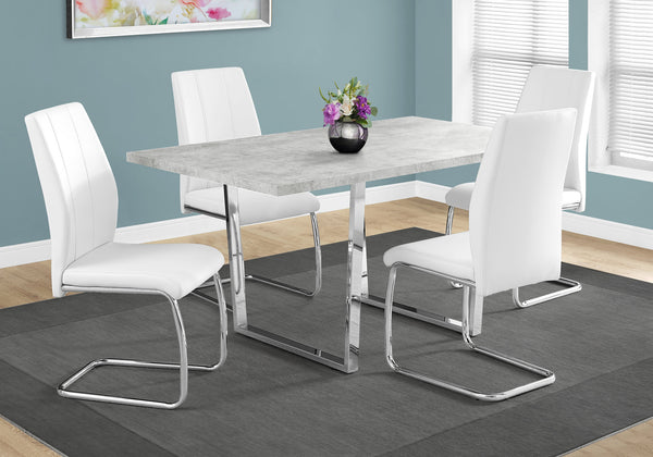 Monarch Specialties Dining Table, 60" Rectangular, Kitchen, Dining Room, Grey Laminate, Chrome Metal, Contemporary, Modern Grey Particle Board,Metal I 1119