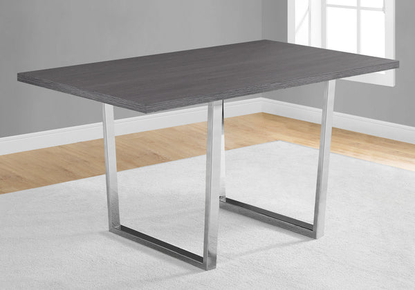 Monarch Specialties Dining Table, 60" Rectangular, Kitchen, Dining Room, Grey Laminate, Chrome Metal, Contemporary, Modern Grey Particle Board,Metal I 1120