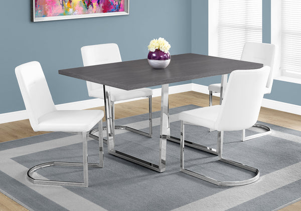Monarch Specialties Dining Table, 60" Rectangular, Kitchen, Dining Room, Grey Laminate, Chrome Metal, Contemporary, Modern Grey Particle Board,Metal I 1120