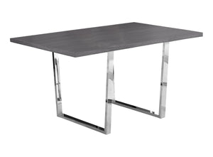 Monarch Specialties Dining Table, 60" Rectangular, Kitchen, Dining Room, Grey Laminate, Chrome Metal, Contemporary, Modern Grey Particle Board,Metal I 1120