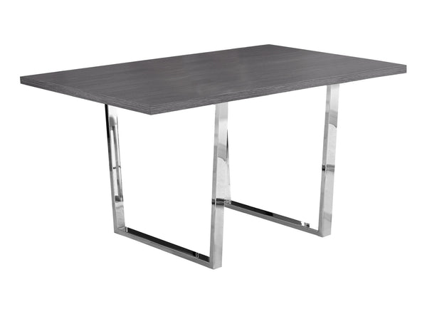 Monarch Specialties Dining Table, 60" Rectangular, Kitchen, Dining Room, Grey Laminate, Chrome Metal, Contemporary, Modern Grey Particle Board,Metal I 1120