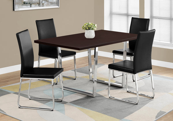 Monarch Specialties Dining Table, 60" Rectangular, Kitchen, Dining Room, Brown Laminate, Chrome Metal, Contemporary, Modern Espresso Particle Board,Metal I 1122
