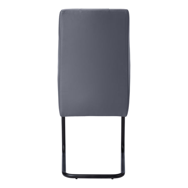 Monarch Specialties Dining Chair, Set Of 2, Side, Upholstered, Kitchen, Dining Room, 39" Height, Grey Leather Look, Black Metal, Contemporary, Modern Grey,Black, Black Foam,Metal,Leather,Look I 1124