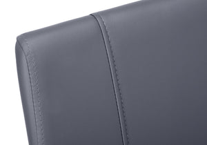 Monarch Specialties Dining Chair, Set Of 2, Side, Upholstered, Kitchen, Dining Room, 39" Height, Grey Leather Look, Black Metal, Contemporary, Modern Grey,Black, Black Foam,Metal,Leather,Look I 1124