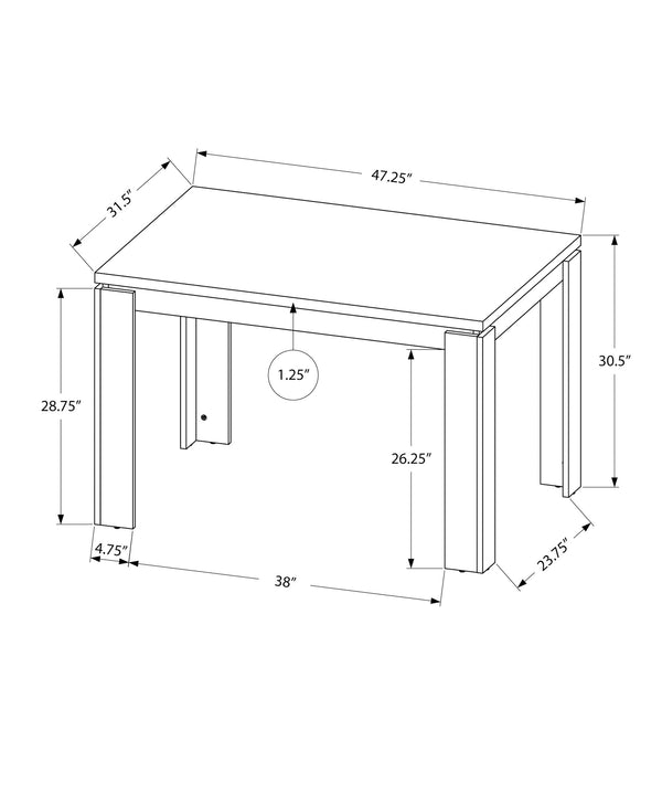 Monarch Specialties Dining Table, 48" Rectangular, Small, Kitchen, Dining Room, Black Laminate, Contemporary, Modern Black Particle Board,Hollow,Core,Laminate,Mdf I 1166