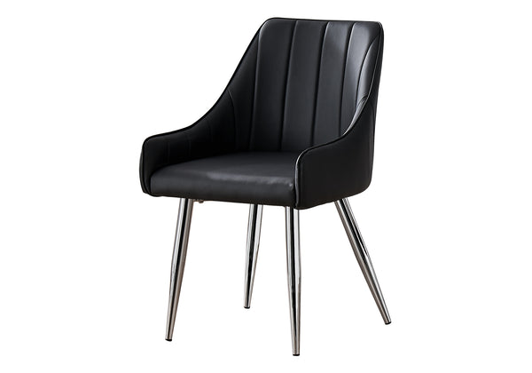 Monarch Specialties Dining Chair, Set Of 2, Side, Upholstered, Kitchen, Dining Room, Black Leather Look, Chrome Metal, Contemporary, Modern Black Foam,Metal,Particle Board,Leather,Look I 1185