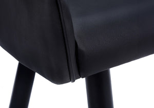 Monarch Specialties Dining Chair, Set Of 2, Side, Upholstered, Kitchen, Dining Room, Black Leather Look, Black Metal, Contemporary, Modern Black,Black, Black Foam,Metal,Particle Board,Leather,Look I 1187