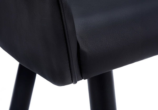 Monarch Specialties Dining Chair, Set Of 2, Side, Upholstered, Kitchen, Dining Room, Black Leather Look, Black Metal, Contemporary, Modern Black,Black, Black Foam,Metal,Particle Board,Leather,Look I 1187