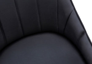 Monarch Specialties Dining Chair, Set Of 2, Side, Upholstered, Kitchen, Dining Room, Black Leather Look, Black Metal, Contemporary, Modern Black,Black, Black Foam,Metal,Particle Board,Leather,Look I 1187