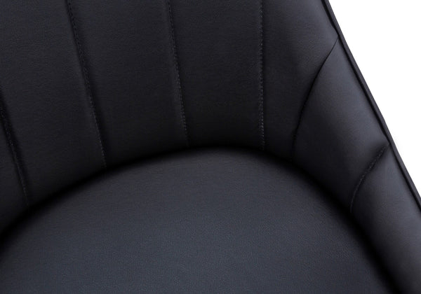 Monarch Specialties Dining Chair, Set Of 2, Side, Upholstered, Kitchen, Dining Room, Black Leather Look, Black Metal, Contemporary, Modern Black,Black, Black Foam,Metal,Particle Board,Leather,Look I 1187